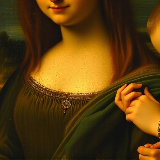 Immagine di un dettaglio di un dipinto di Leonardo da Vinci, come la Gioconda o l'Annunciazione.